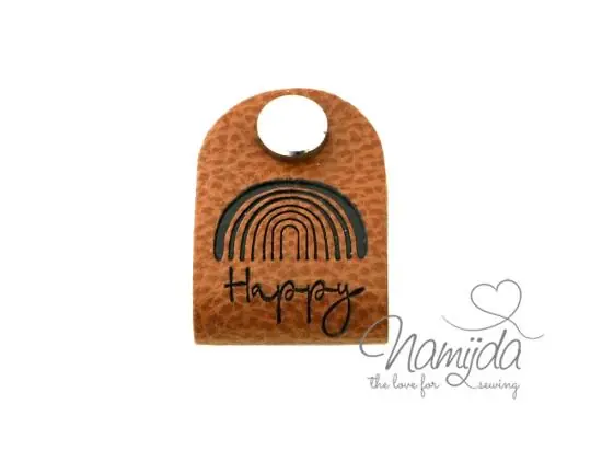 1 Stück – KNiCK MiCH KuNSTLEDER LABEL – RAINBOW HAPPY + KuPFER VERNICKELTE SCHRAUBE Ab Werk