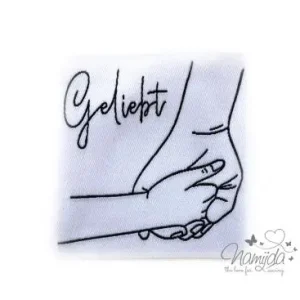 Online Kaufen 1 STCK. ♥ XL NAMIJDA EP WEBETIKETTEN - GELIEBT - WEISS ♥