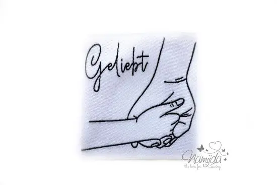 Online Kaufen 1 STCK. ♥ XL NAMIJDA EP WEBETIKETTEN – GELIEBT – WEISS ♥