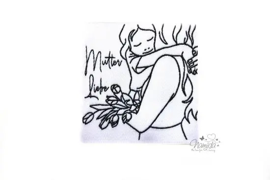1 STCK. ♥ XL NAMIJDA EP WEBETIKETTEN – MUTTER LIEBE – WEISS ♥ Preis Gesenkt