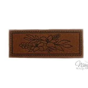 Mega-Angebot 1 Stück - KuNSTLEDER LABEL - LiLiEN - AUFNÄHER MIT VORGEDRUCKTER NÄHNAHT - 65mm x 25mm