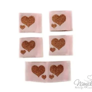 5 STCK. ♥ NAMIJDA EP WEBETIKETTEN - HERZ GLiTZER RoSEGOLD ♥ Nur Für Kurze Zeit