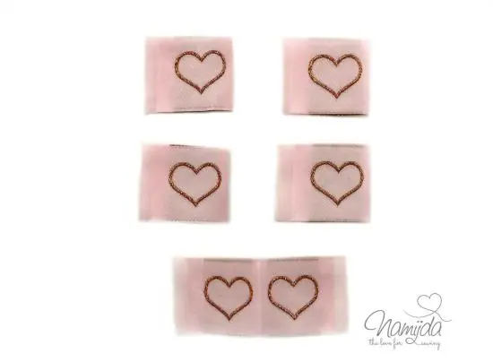 5 STCK. ♥ NAMIJDA EP WEBETIKETTEN – HERZ OUTLINE GLiTZER RoSEGOLD ♥ Finale Aktion
