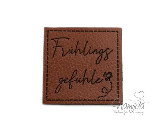 Angebot 1 Stück – SOFT KuNSTLEDER LABEL – Frühlingsgefühle – AUFNÄHER MIT VORGEDRUCKTER NÄHNAHT – 40mm x40mm