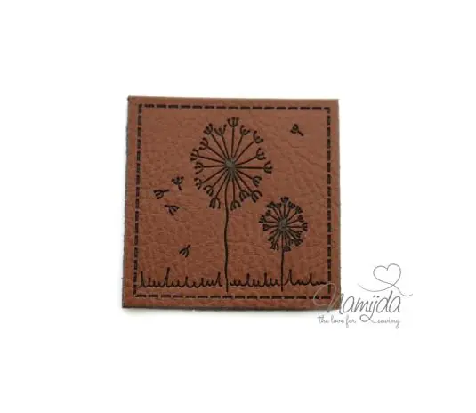 1 Stück – SOFT KuNSTLEDER LABEL – PuSTeBLuMeN – AUFNÄHER MIT VORGEDRUCKTER NÄHNAHT – 40mm x40mm Wochenendangebot