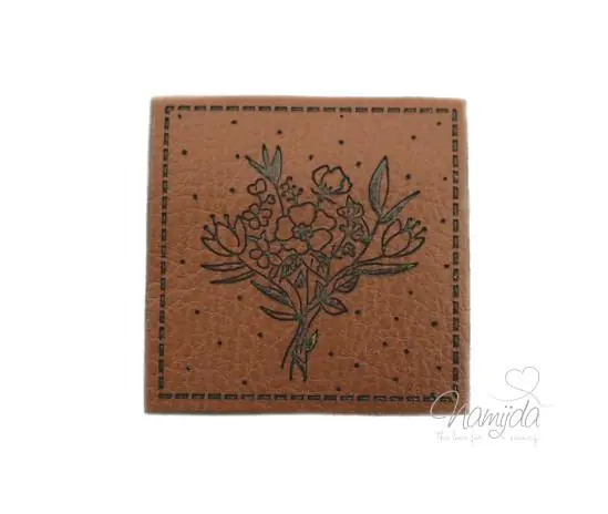 Must-Have 1 Stück – SOFT KuNSTLEDER LABEL – BLUMENSTRAUß – AUFNÄHER MIT VORGEDRUCKTER NÄHNAHT – 40mm x40mm