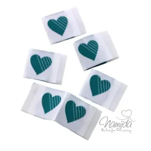 5 STCK. ♥ NAMIJDA EP WEBETIKETTEN - HERZ PETROL ♥ Nur Heute