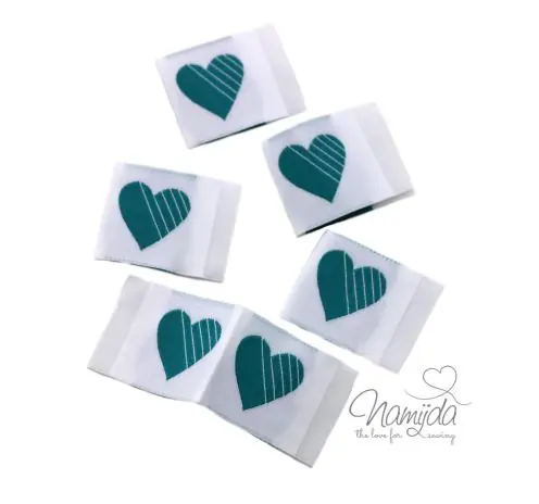 5 STCK. ♥ NAMIJDA EP WEBETIKETTEN – HERZ PETROL ♥ Nur Heute