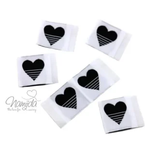 5 STCK. ♥ NAMIJDA EP WEBETIKETTEN - HERZ SCHWARZ ♥ Geprüft