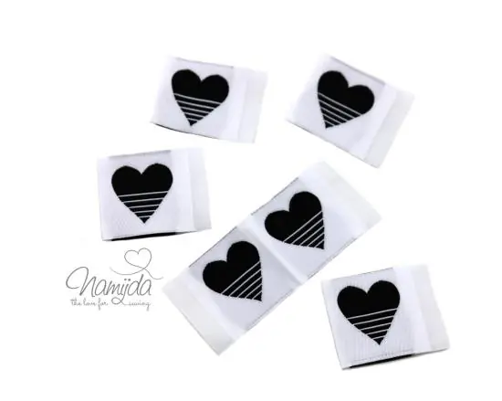 5 STCK. ♥ NAMIJDA EP WEBETIKETTEN – HERZ SCHWARZ ♥ Geprüft