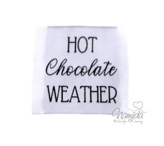 Must-Have 1 STCK. ♥ XL NAMIJDA EP WEBETIKETTEN – HOT Chocolate WEATHER – WEISS ♥