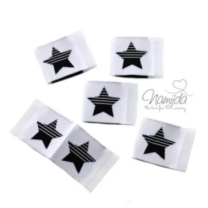 5 STCK. ♥ NAMIJDA EP WEBETIKETTEN - STERN SCHWARZ ♥ Bestpreis