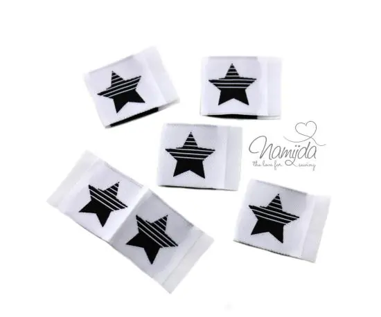 5 STCK. ♥ NAMIJDA EP WEBETIKETTEN – STERN SCHWARZ ♥ Bestpreis