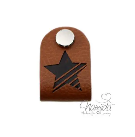 Großhandel 1 Stück – KNiCK MiCH KuNSTLEDER LABEL – STERN + KuPFER VERNICKELTE SCHRAUBE