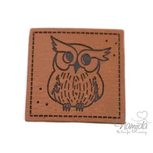 1 Stück - KuNSTLEDER LABEL - EULI - AUFNÄHER MIT VORGEDRUCKTER NÄHNAHT - 40mm x 40mm Preis Gesenkt