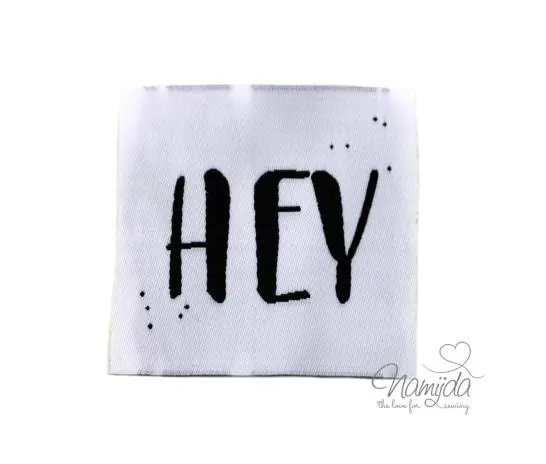 Kostenfreie Lieferung 1 STCK. ♥ XL NAMIJDA EP WEBETIKETTEN – HEY – WEISS ♥