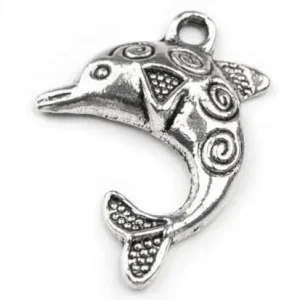 Neu Im Sortiment 1 Stück - DELFIN ANHäNGER - SiLBER - 25x30mm