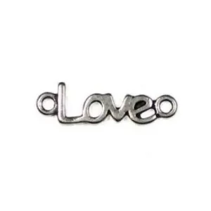 Top-Preis 1 Stück - LoVE Anhänger f. Kordel - SiLBER - 17x20 mm