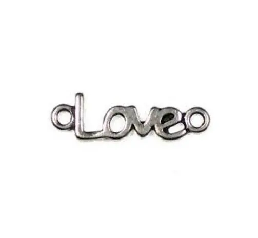 Top-Preis 1 Stück – LoVE Anhänger f. Kordel – SiLBER – 17×20 mm