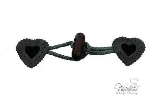 1 Stück ♥ HERZ Dufflecoat-Verschluss f. Kinder – GRAU – Knebelknopf – zweiteilig ♥ Angebot