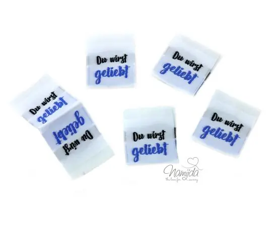 Original 5 STCK. ♥ NAMIJDA EP WEBETIKETTEN – Du wirst geliebt – BLAU ♥