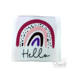 Kostenloser Rückversand 1 STCK. ♥ XL NAMIJDA EP WEBETIKETTEN - Hello RAINBOW - PINK ♥