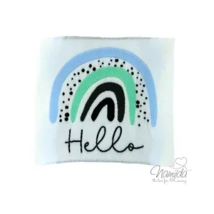 1 STCK. ♥ XL NAMIJDA EP WEBETIKETTEN - Hello RAINBOW - HELLBLAU/MINT ♥ Direktkauf