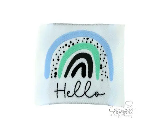 1 STCK. ♥ XL NAMIJDA EP WEBETIKETTEN – Hello RAINBOW – HELLBLAU/MINT ♥ Direktkauf