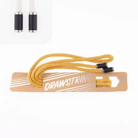 1 STCK. ♥ Drawstring Hoodiekordel – Ocker – 5mm + 2 STCK. Kordelstopper schwarz/silber ♥ Echt