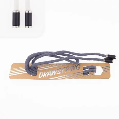 1 STCK. ♥ Drawstring Hoodiekordel – Grau – 5mm + 2 STCK. Kordelstopper schwarz/silber ♥ Mega-Angebot