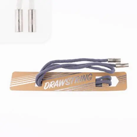 1 STCK. ♥ Drawstring Hoodiekordel – Grau – 5mm + 2 STCK. Kordelstopper silber ♥ Original