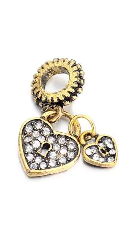 1 Stück ♥ Metall Schiebeperle mit Herzanhänger – GOLD -8mm ♥ Versand Am Gleichen Tag