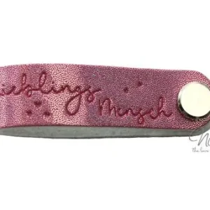 Rabatt 1 Stück - REFLEKTIERENDES KNiCK MiCH LABEL - LIEBLINGSMENSCH GLiTTER PINK + KuPFER VERNICKELTE SCHRAUBE