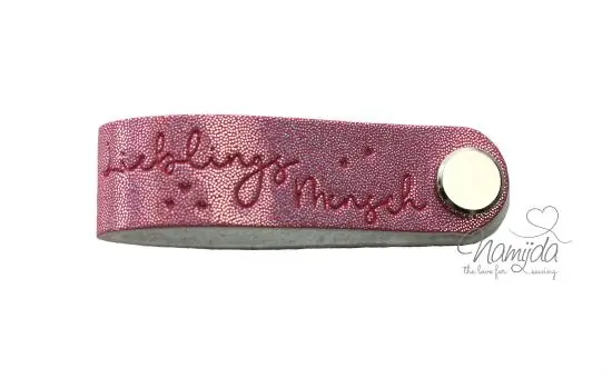 Rabatt 1 Stück – REFLEKTIERENDES KNiCK MiCH LABEL – LIEBLINGSMENSCH GLiTTER PINK + KuPFER VERNICKELTE SCHRAUBE