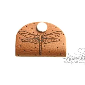 Zertifiziert 1 Stück - KNiCK MiCH KuNSTLEDER LABEL - LIBELLE + KuPFER VERNICKELTE SCHRAUBE