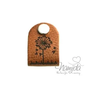 Sonderaktion 1 Stück - KNiCK MiCH KuNSTLEDER LABEL - PUSTEBLUME + KuPFER VERNICKELTE SCHRAUBE