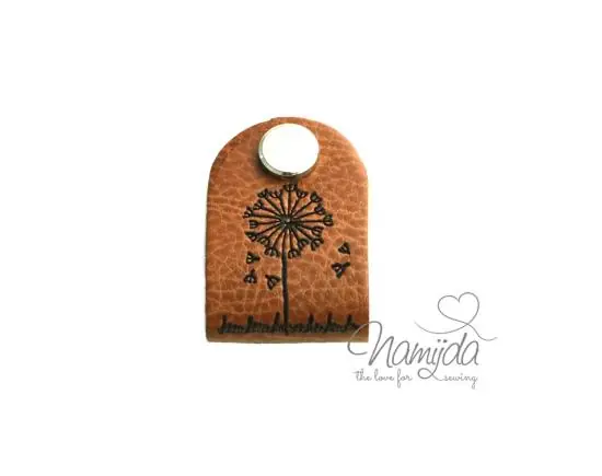 Sonderaktion 1 Stück – KNiCK MiCH KuNSTLEDER LABEL – PUSTEBLUME + KuPFER VERNICKELTE SCHRAUBE