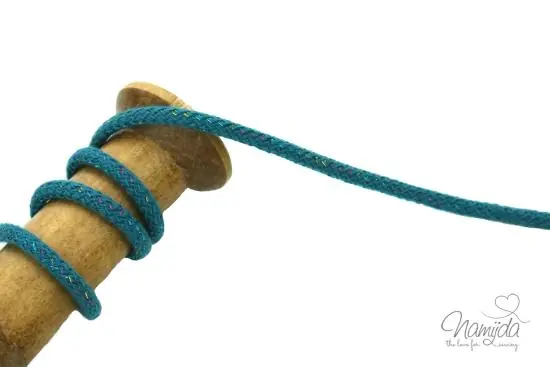 1 MTR. ♥ HOODIEKORDEL – MULTI COLOUR GLITTER – PETROL – 5mm ♥ Bestpreis