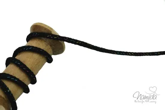 1 MTR. ♥ HOODIEKORDEL – MULTI COLOUR GLITTER – SCHWARZ – 5mm ♥ Bestpreis