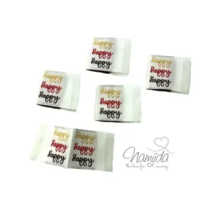 Kostenloser Rückversand 5 STCK. ♥ NAMIJDA EP WEBETIKETTEN - HAPPY ♥