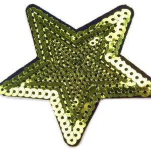 1 Stück ♥ Pailetten PaTCH - STERN LIME - 7cm ♥ Heißes Angebot