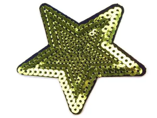 1 Stück ♥ Pailetten PaTCH – STERN LIME – 7cm ♥ Heißes Angebot