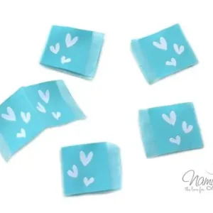 5 STCK. ♥ NAMIJDA EP WEBETIKETTEN - HERZCHEN MINT ♥ Kostenloser Versand