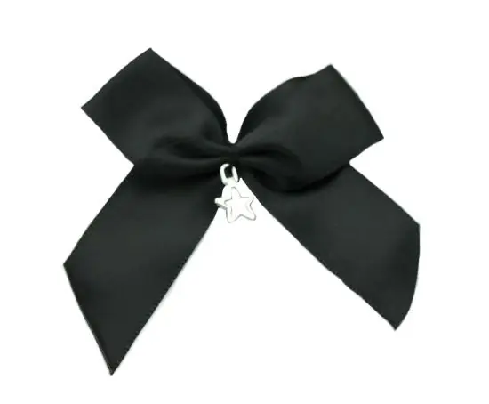 Saisonangebot 1 Stück – XL SATIN SCHLEIFE SCHWARZ MIT STERN ANHÄNGER – 6,5cm –