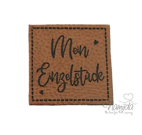 1 Stück – KuNSTLEDER LABEL – Mein Einzelstück – AUFNÄHER MIT VORGEDRUCKTER NÄHNAHT – 40mm x 40mm Nur Für Kurze Zeit