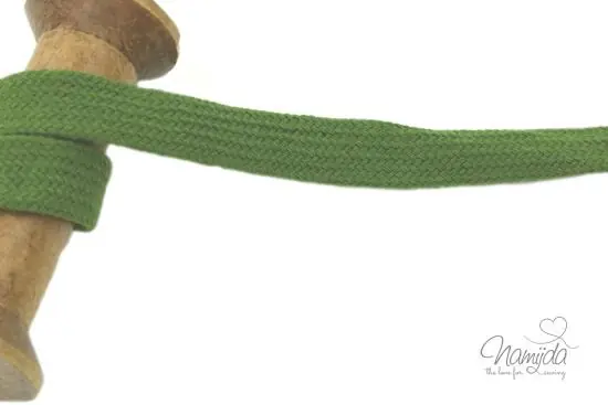 1 MTR. ♥ Kordel, Band – flach – DARKLIME – 1,5 cm♥ Kostenloser Rückversand