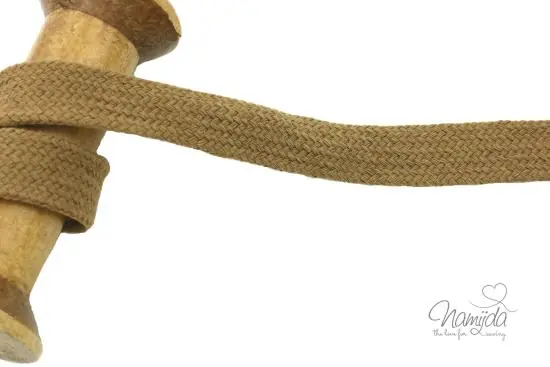 Schnäppchen 1 MTR. ♥ Kordel, Band – flach – TAUPE/BRAUN – 1,5 cm♥