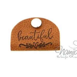 Direktkauf 1 Stück - KNiCK MiCH KuNSTLEDER LABEL - BEAUTIFUL + KuPFER VERNICKELTE SCHRAUBE