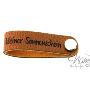 Saisonangebot 1 Stück - KNiCK MiCH KuNSTLEDER LABEL - kleiner Sonnenschein + KuPFER VERNICKELTE SCHRAUBE