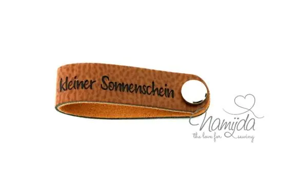Saisonangebot 1 Stück – KNiCK MiCH KuNSTLEDER LABEL – kleiner Sonnenschein + KuPFER VERNICKELTE SCHRAUBE